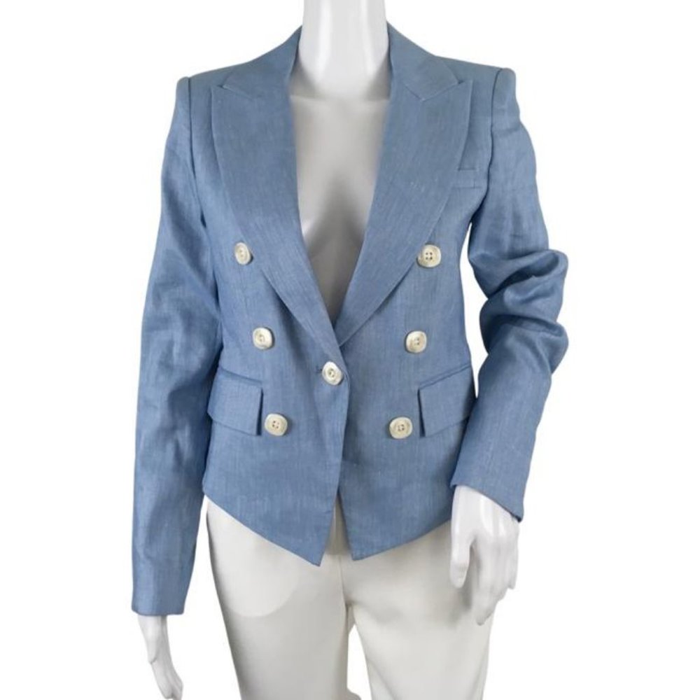 Nwt Veronica Beard Women's Diego Linen Dickey Jacket Formal Blue Sz 2